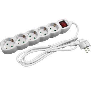 PODALJŠEK S STIKALOM ENTAC 5 SCHUKO VTIČNIC 1.5M BEL