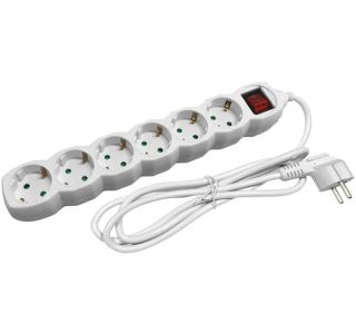 PODALJŠEK S STIKALOM ENTAC 6 SCHUKO VTIČNIC 1.5M BEL
