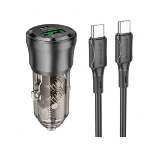 BOROFONE BZ325 AVTOPOLNILEC TYPE C (20W) USB A (18W) PD 38W QC 3.0 S KABLOM TYPE C - TYPE C 1M - ČRN