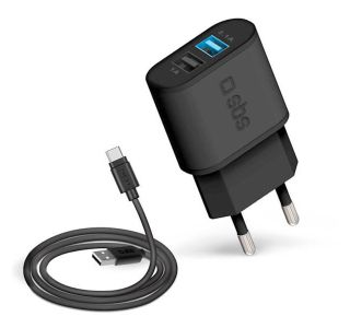 POLNILNIK ZA GSM SBS ADAPTER+KABEL 2XUSB-A HITRI 10W BLACK