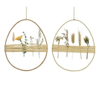 POMLADNA DEKORACIJA DECORIS OBROČ S SUŠENIM CVETJEM IN OBEŠALNO VRVICO, SORT.