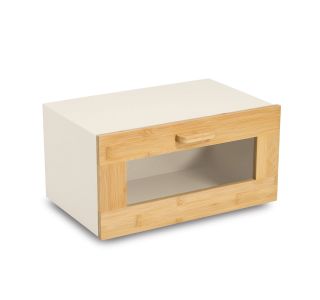 POSODA ZA KRUH Z VRATI,  KOVINA / BAMBUS, BEŽ    36X23,3X19,5 CM