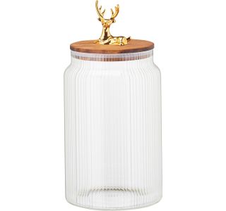 POSODA ZA SHRANJEVANJE EH 1600 ML LESEN POKROV FIGURA POZLAČENI JELEN POSODA ZA SHRANJEVANJE EH 1600 ML LESEN POKROV FIGURA POZLAČENI JELEN