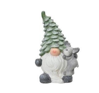 PRAZNIČNA FIGURA DECORIS PALČEK Z JELENOM, 39 CM ZELEN/SIV