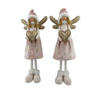 PRAZNIČNA FIGURA GLOSSTYLE ANGEL ROZA 20X11X48CM