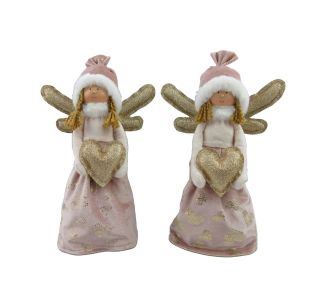 PRAZNIČNA FIGURA GLOSSTYLE ANGEL ROZA 20X12X30CM