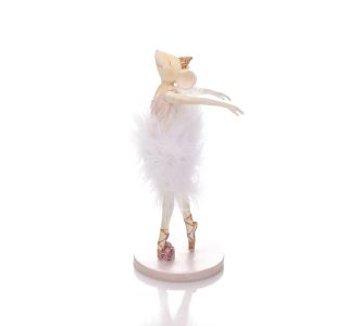 PRAZNIČNA FIGURA GLOSSTYLE BALERINA MIŠ 18 CM BELA
