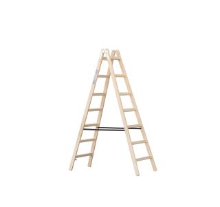 PROSTOSTOJEČA LESTEV ŽAŽE 2X7 STOPNIC LESENA A7 2.19M