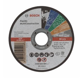 VEČNAMEN. REZALNA PLOŠČA BOSCH 115X1X22 MM UNIVERZAL VEČNAMEN. REZALNA PLOŠČA BOSCH 115X1X22 MM UNIVERZAL