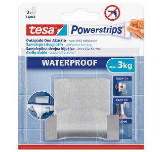 SAMOLEPILNI IZDELEK TESA POWERSTRIPS DVOJNA KLJUKICA ZOOM VODOODPORNA, KOVINSKA