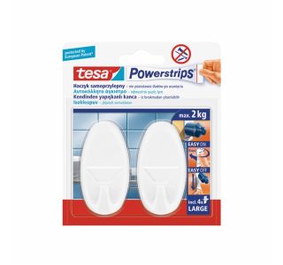 SAMOLEPILNI IZDELEK TESA POWERSTRIPS KLJUKICA OVALNA 2/1 BELA