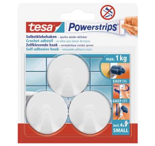 SAMOLEPILNI IZDELEK TESA POWERSTRIPS MINI KLJUKICA OKROGLA 3/1 BELA