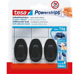 SAMOLEPILNI IZDELEK TESA POWERSTRIPS MINI KLJUKICA OVALNA 3/1 ČRNA