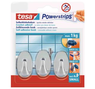 SAMOLEPILNI IZDELEK TESA POWERSTRIPS MINI KLJUKICA OVALNA 3/1 KROM