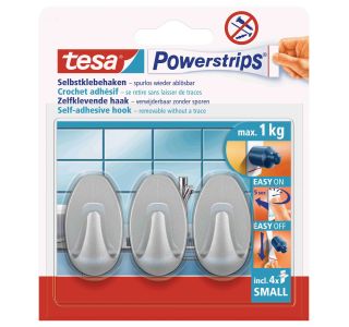 SAMOLEPILNI IZDELEK TESA POWERSTRIPS MINI KLJUKICA OVALNA 3/1 MAT KROM