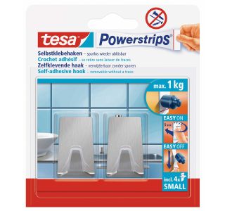 SAMOLEPILNI IZDELEK TESA POWERSTRIPS MINI KLJUKICA PRAVOKOTNA 2/1 KOVINSKA