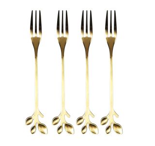 SET JEDILNEGA PRIBORA HOME DECO DESERTNE VILICE 4/1 DEKOR LISTJA ZLATE