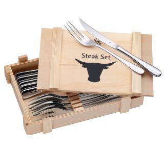 SET JEDILNEGA PRIBORA WMF 12 DELNI ZA STEAK V LESENI ŠKATLI