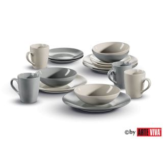 SET KROŽNIKOV ARTE VIVA 16 DELNI NATURLOOK KREM/SIVA