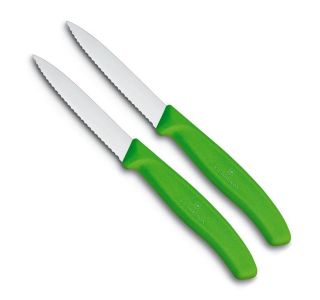 SET NOŽEV VICTORINOX ZA ZELENJAVO 2X NAZOBČANO REZILO 8CM ZELEN