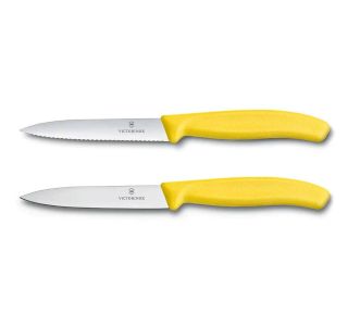 SET NOŽEV VICTORINOX ZA ZELENJAVO 2X10CM RAVNO +NAZOBČANO REZILO RUMEN