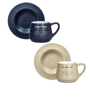 SET SKODELIC IN LONČKOV TOGNANA 2 DELNI S PODSTAVKOM 90ML MODRA/BEŽ ESPRESSO