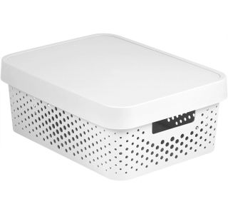 ŠKATLA ZA SHRANJEVANJE, PERFORIRANA, INFINITY, S POKROVOM, BELA, 17L