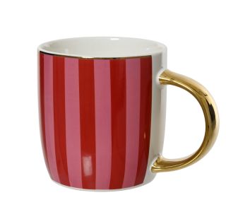 SKODELICA / LONČEK 8.6X7.3X9 CM ZLATI DETAJLI RDEČ VZOREC SKODELICA / LONČEK 8.6X7.3X9 CM ZLATI DETAJLI RDEČ VZOREC