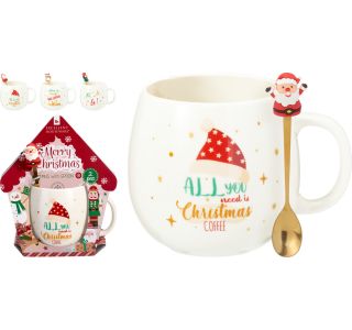 SKODELICA / LONČEK EH 550ML S POZLAČENO ŽLICO DEKOR BOŽIČEK PORCELAN SKODELICA / LONČEK EH 550ML S POZLAČENO ŽLICO DEKOR BOŽIČEK PORCELAN