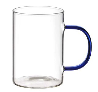 SKODELICA / LONČEK HOME DECO 300 ML STEKLEN OBARVAN ROČAJ