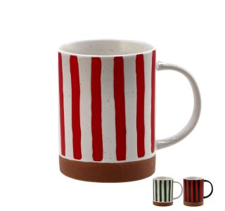 SKODELICA / LONČEK STAR IZ KERAMIKE NA ČRTE TRI BARVE