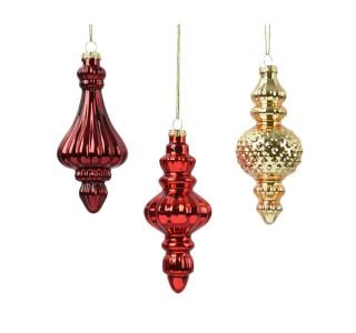 ORNAMENT, ZLAT, RDEČ, 15 CM,VZOREC, SORTIRANO