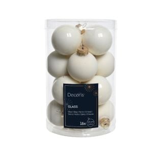 STEKLENE BUNKE ZA NOVOLETNO JELKO BELE BARVE, PREMER 35 MM, 16/1 STEKLENE BUNKE ZA NOVOLETNO JELKO BELE BARVE, PREMER 35 MM, 16/1