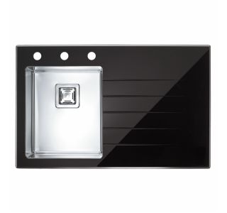 STEKLENO POMIVALNO KORITO ALVEUS CRYSTALIX 10, LEVO, ČRNA 860X540 MM