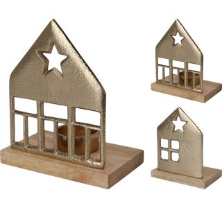 SVEČNIK EH ZA ČAJNO SVEČKO HIŠKA ZLATA SORTIRANO