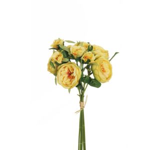 UMETNO CVETJE EVERGREENS ŠOPEK VRTNICE AUSTIN MIX Z ZELENJEM RUMEN CVET