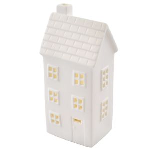 VASICA EMOS LED KERAMIČNA HIŠICA 16CM TOPLO BELA, ČASOVNIK