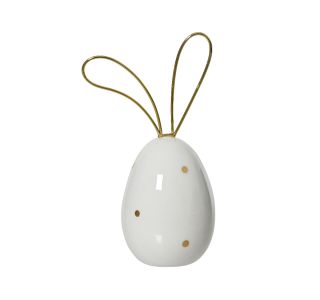 DEKORATIVNI ZAJČEK 5.5X8X13.5 CM, BEL/ZLAT