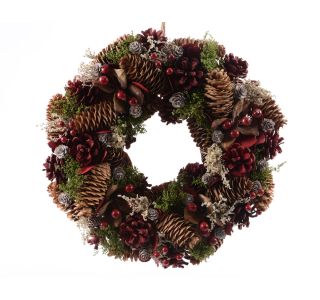 VENČEK DECORIS NARAVEN S STORŽI FI 33 CM RDEČ/MAH