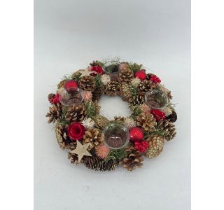 VENČEK GLOSSTYLE ADVENTNI VENČ. NAR. /ZVEZ S 4 KOZARČKI, FI 35 CM