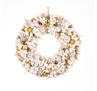 VENČEK GLOSSTYLE BEL Z ZLATIMI BUNKAMI 49X49 CM