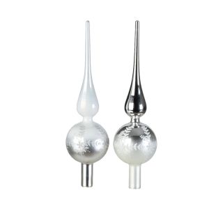 VRH ZA JELKO DECORIS ŠPICA BELA/SREBRNA 31 CM SORTIRANO