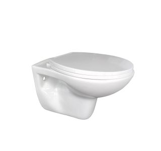 WC ŠKOLJKA, VISEČA INTER CERAMIC BREZ ROBOV Z WC DESKO S POČASNIM ZAPIRANJEM BELA