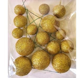 BUNKICE NA ŽICI ZLATE Z BLEŠČICAMI, 15 KOS BUNKICE NA ŽICI ZLATE Z BLEŠČICAMI, 15 KOS