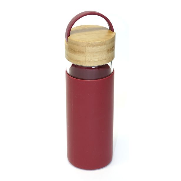 STEKLENICA ZA VODO DOMY 480 ML POKROV IZ BAMBUSA RDEČA