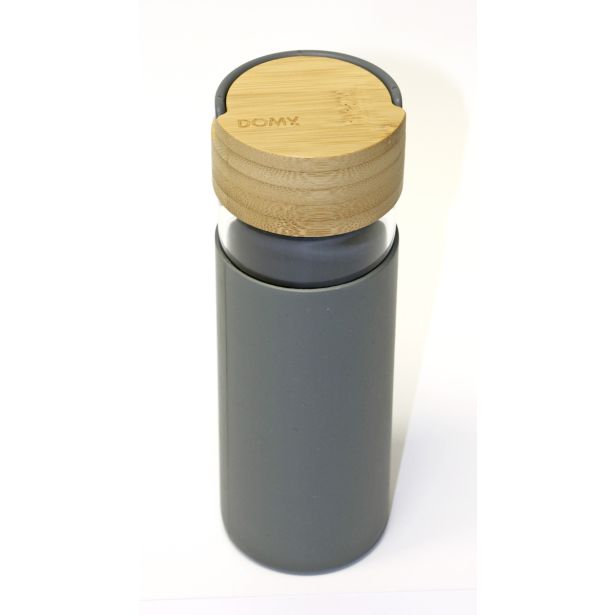 STEKLENICA ZA VODO DOMY 480 ML POKROV IZ BAMBUSA SIVA