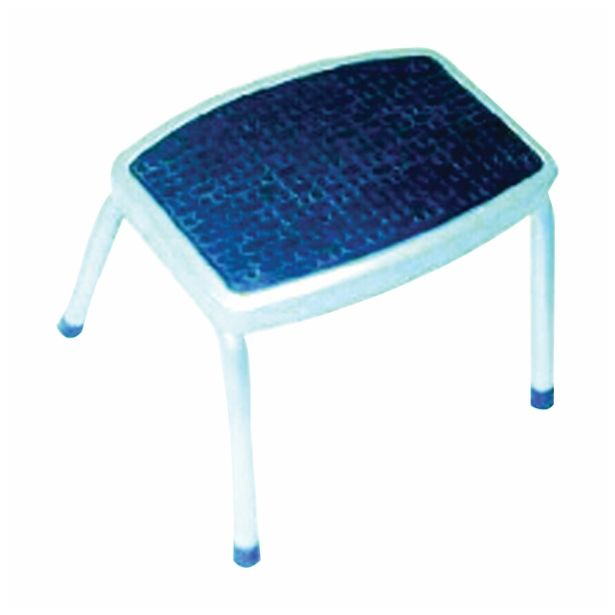 KOVINSKA PROSTOSTOJEČA LESTEV MQ 1 STOPNIČNA, SREBRNA GUMIJASTA OBLOGA