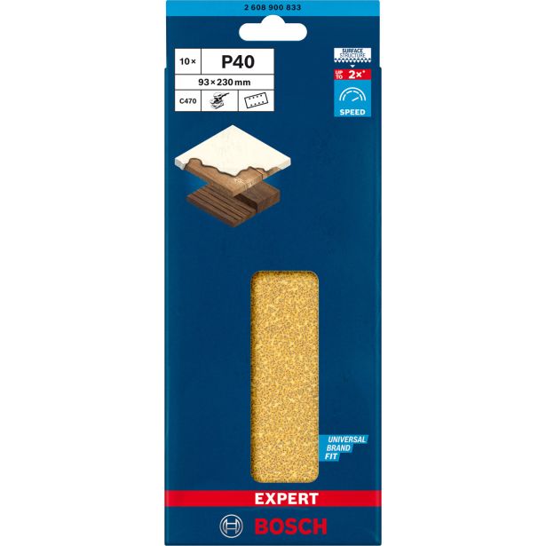 10-DELNI KOMPLET BRUSNIH PAPIRJEV Z 8 LUKNJAMI EXPERT C470 ZA EKSCENTRIČNE BRUSILNIKE, 93 X 230 MM, G 40