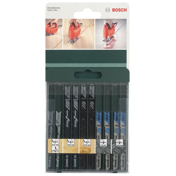 LIST VBODNE ŽAGE BOSCH 10-DELNI KOMPLET LISTOV ZA VBODNO ŽAGO U-STEBLO