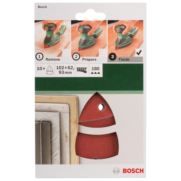 DELTA/VEČNAM BRUSNI LIST BOSCH 10-DELNI SET C430 RDEČ 102X62/93MM G180 11LUKENJ